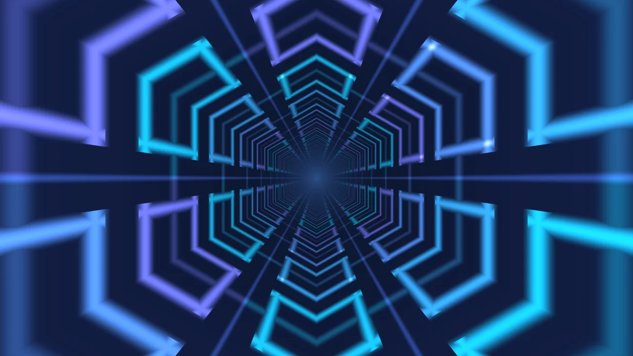 Neon Hexagonal Tunnel 4K Wallpaper
