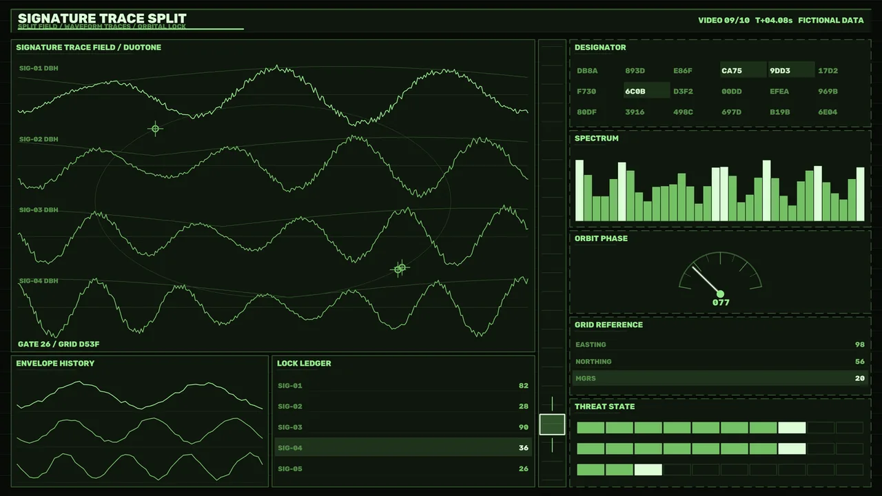 Futuristic Green Waveform Telemetry HUD Dashboard 4K Wallpaper