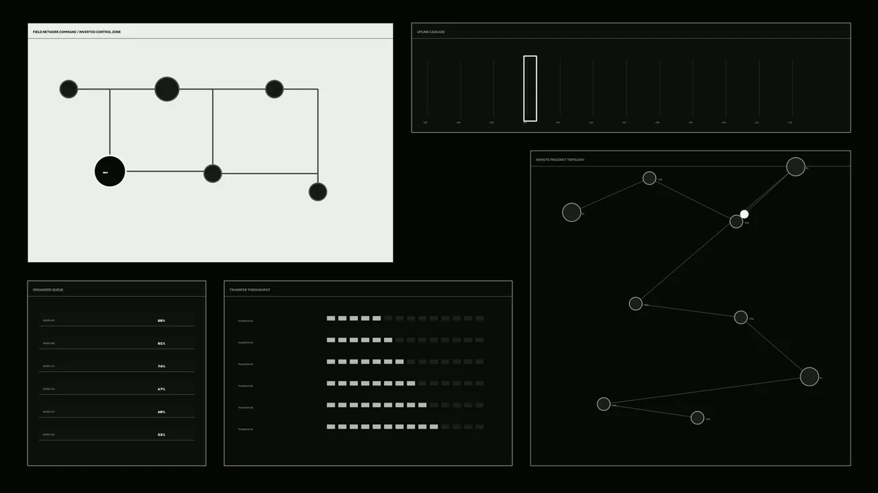 Monochrome Sci-Fi Network Telemetry HUD Dashboard