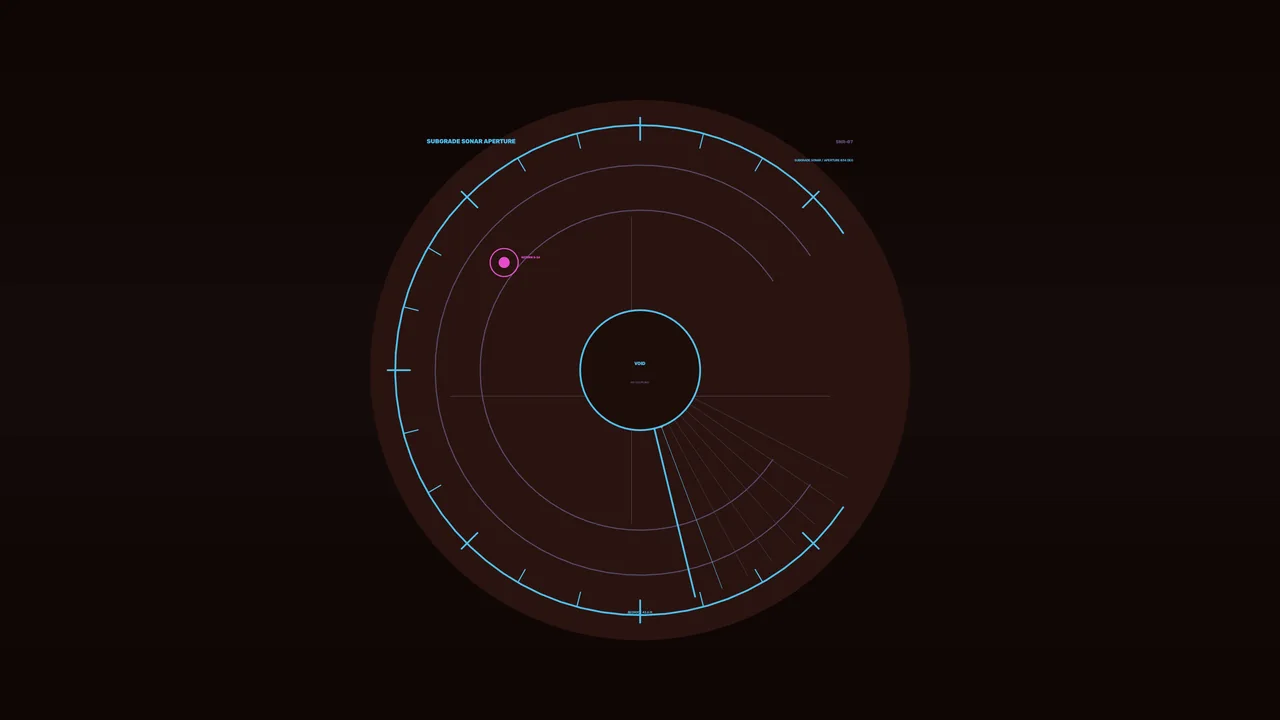 Circular Cyan Radar HUD with Magenta Target Marker 4K Wallpaper