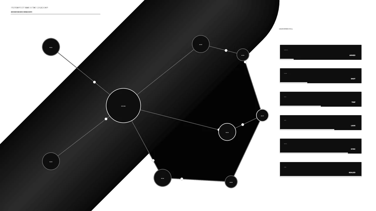 Monochrome Facility Warning HUD Interface 4K Wallpaper