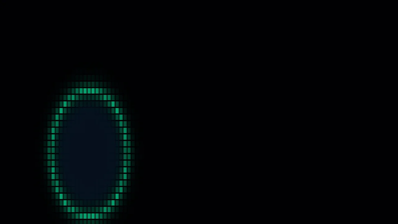 Teal Pixel Ring on Black 4K Wallpaper