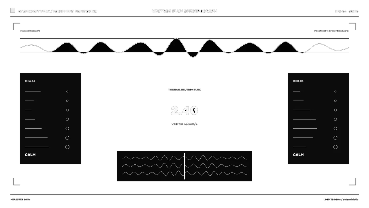Fictional Reactor Monitoring HUD with Neutron Flux Spectrography, 4K Wallpaper