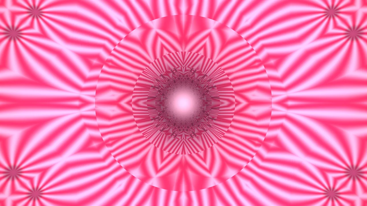 Pink Kaleidoscopic Vortex with Concentric Radial Geometry 4K Wallpaper