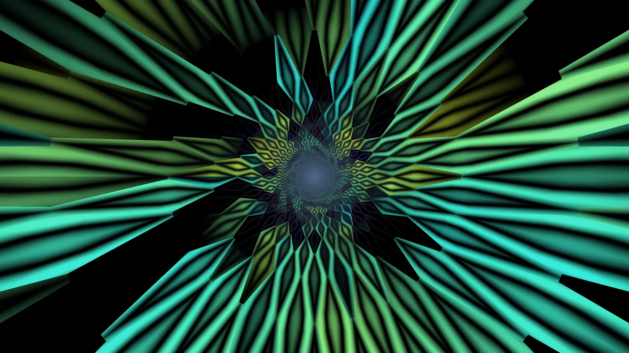 Neon Green and Cyan Geometric Tunnel 4K Wallpaper