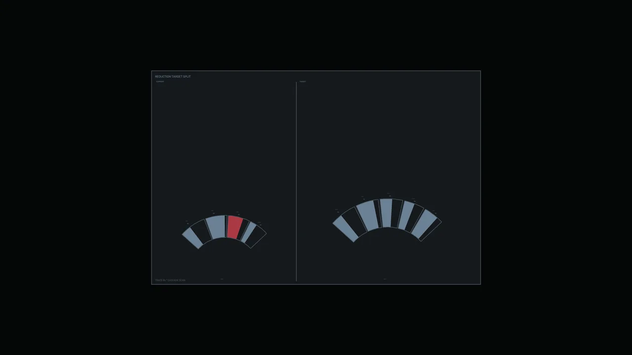 Reduction Target Split HUD Dashboard with Dual Segmented Gauges | 4K Wallpaper