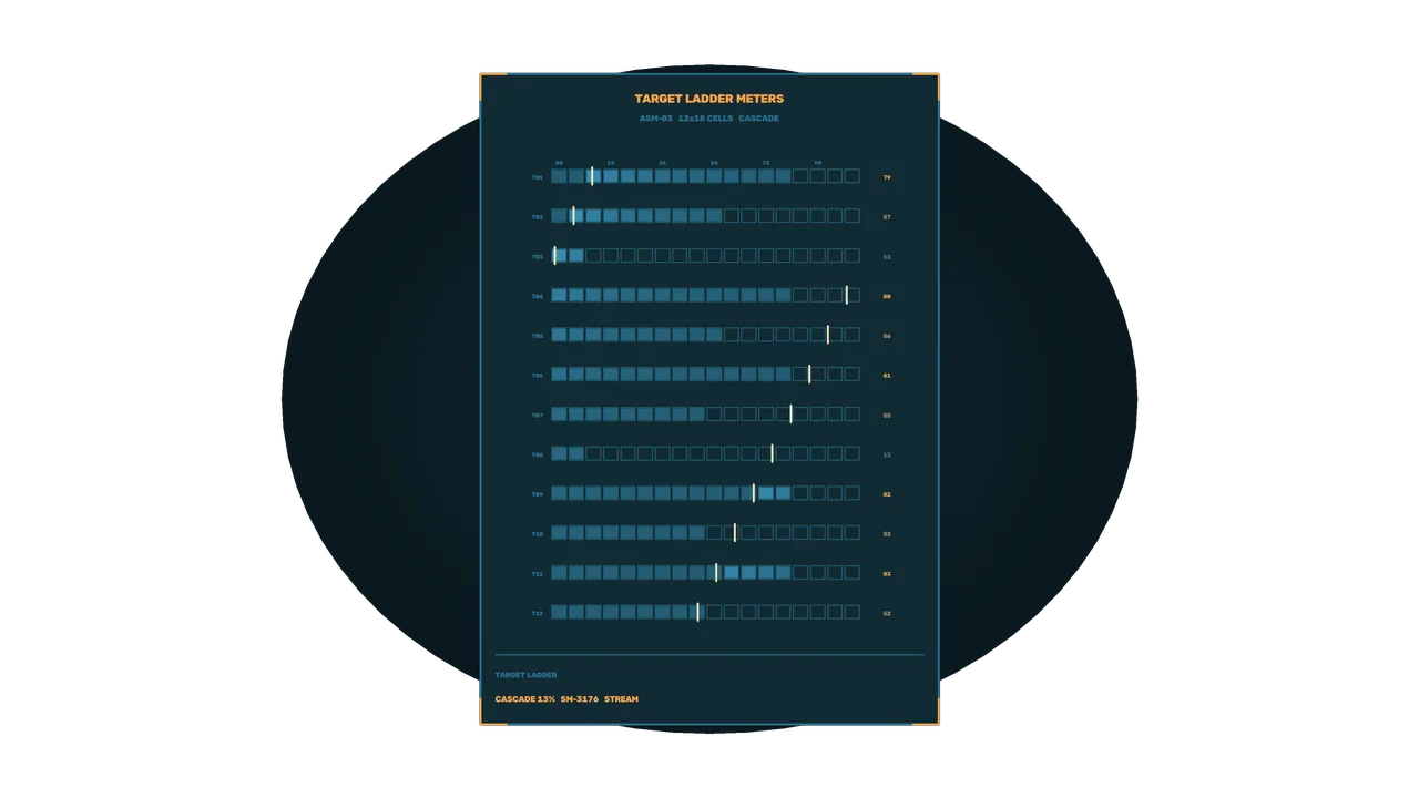 Target Ladder Telemetry HUD with Segmented Meter Bars, 4K Sci-Fi Wallpaper