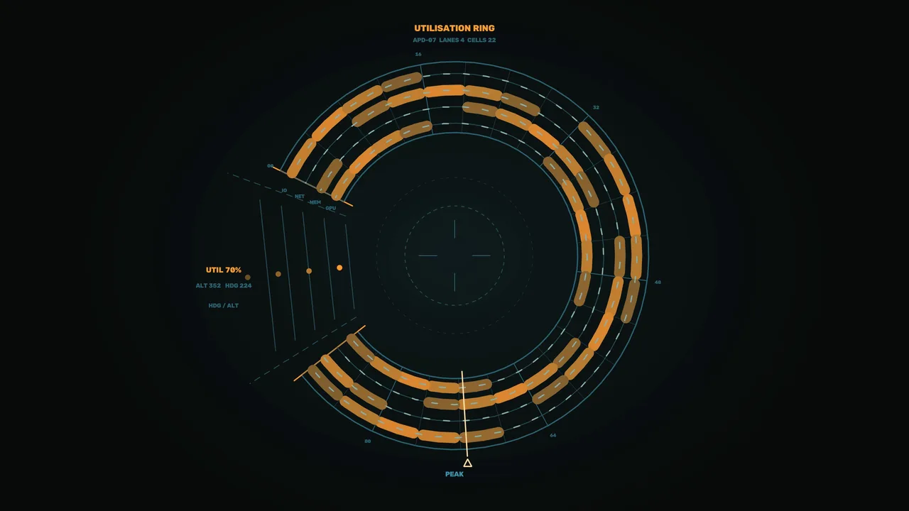 Computational Utilization Ring HUD 4K Sci-Fi Wallpaper