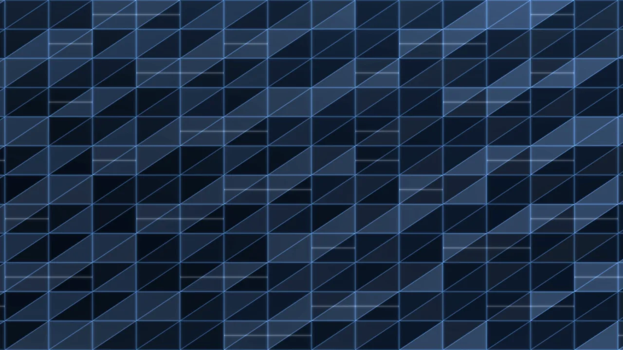 Blue Glowing Geometric Grid with Diagonal Tiles 4K Wallpaper