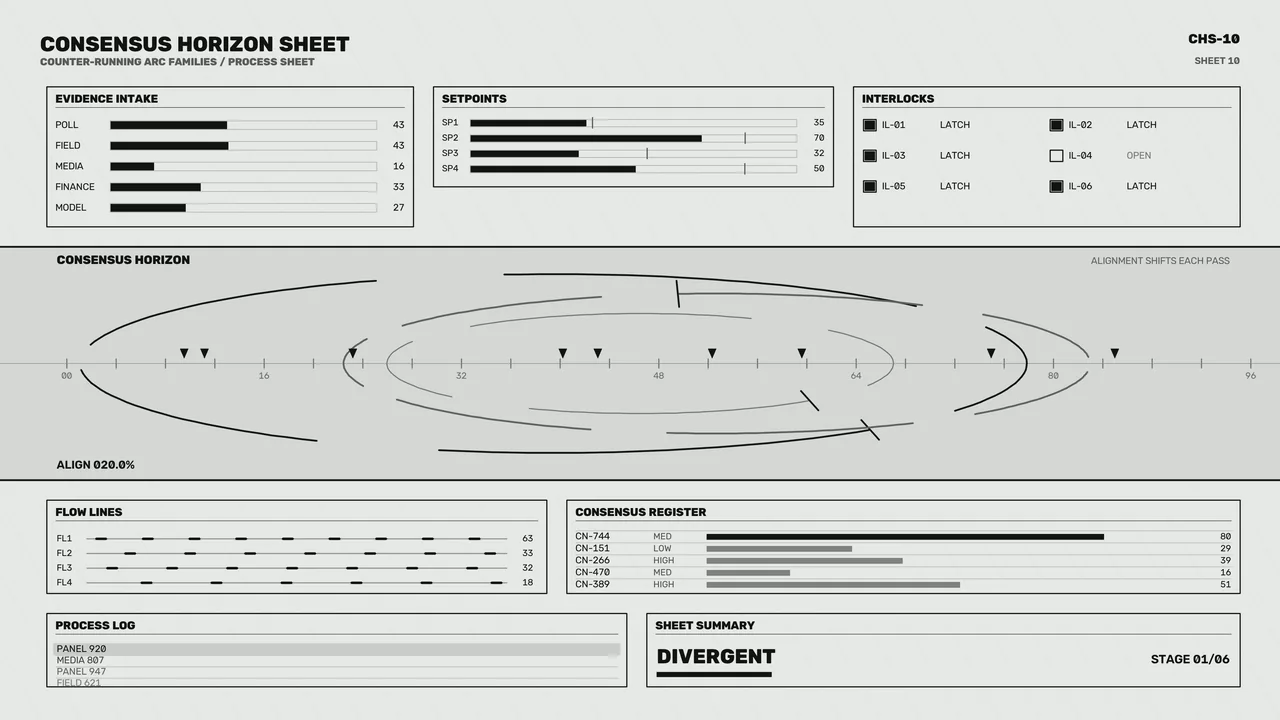 Consensus Horizon Decision-Support HUD Dashboard 4K Wallpaper