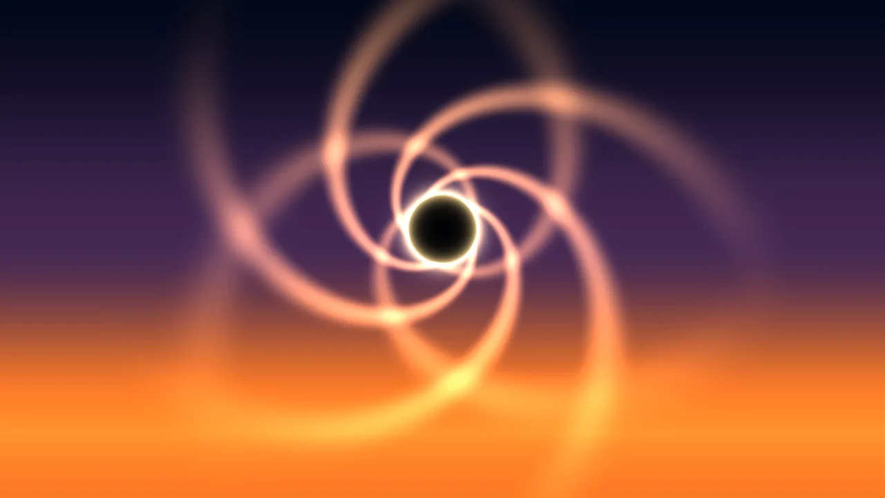 Glowing Spiral Aperture in Indigo and Orange 4K Wallpaper