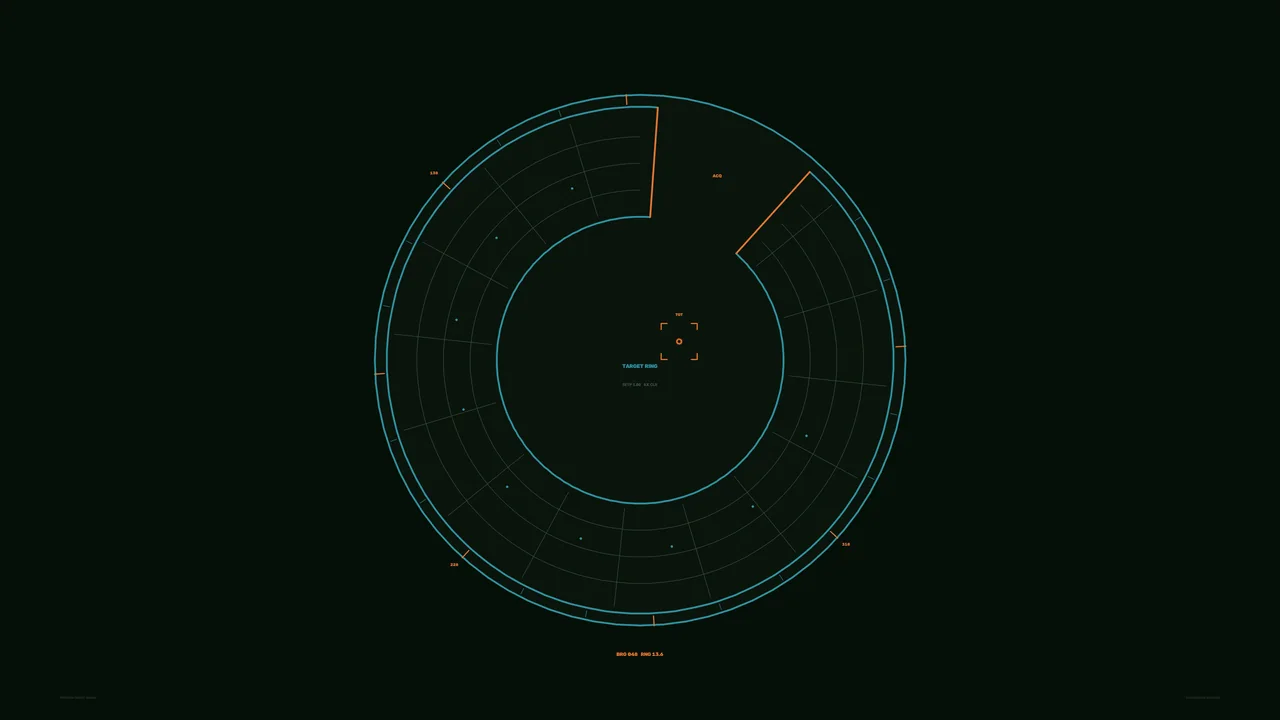 Circular Cyan-Orange Target Search Radar HUD 4K Wallpaper