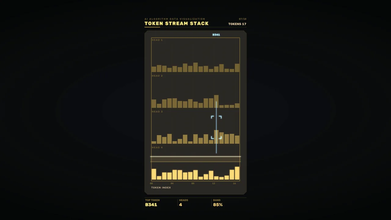 Token Stream Stack Sci-Fi HUD Dashboard 4K Wallpaper