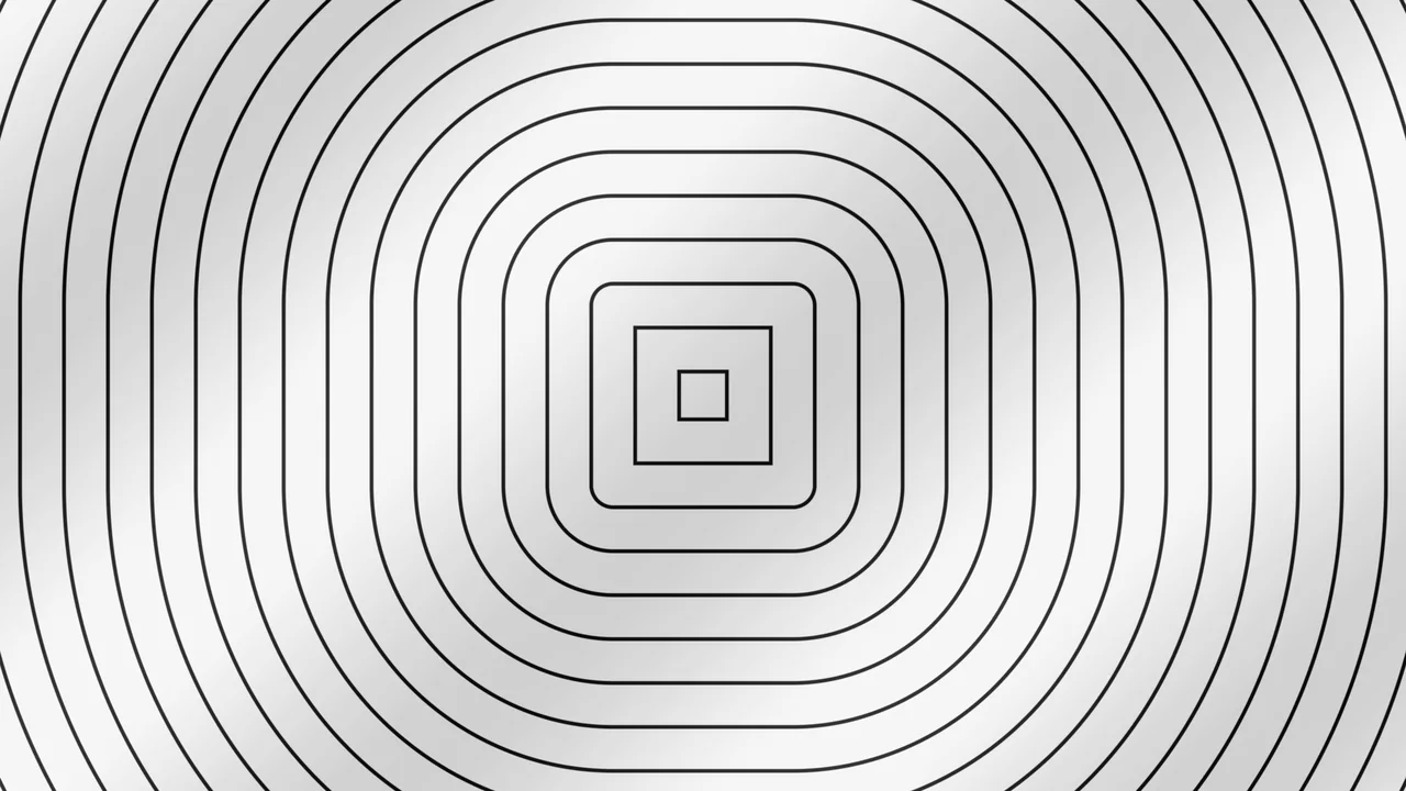 Monochrome Concentric Square Scanner HUD 4K Wallpaper