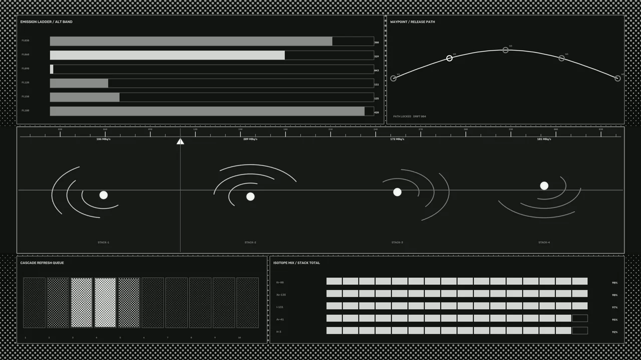 Sci-Fi Radiation Monitoring HUD Wallpaper with Emission and Isotope Telemetry