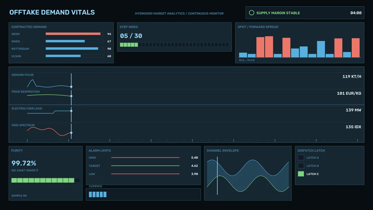 Hydrogen Market Analytics HUD Dashboard 4K