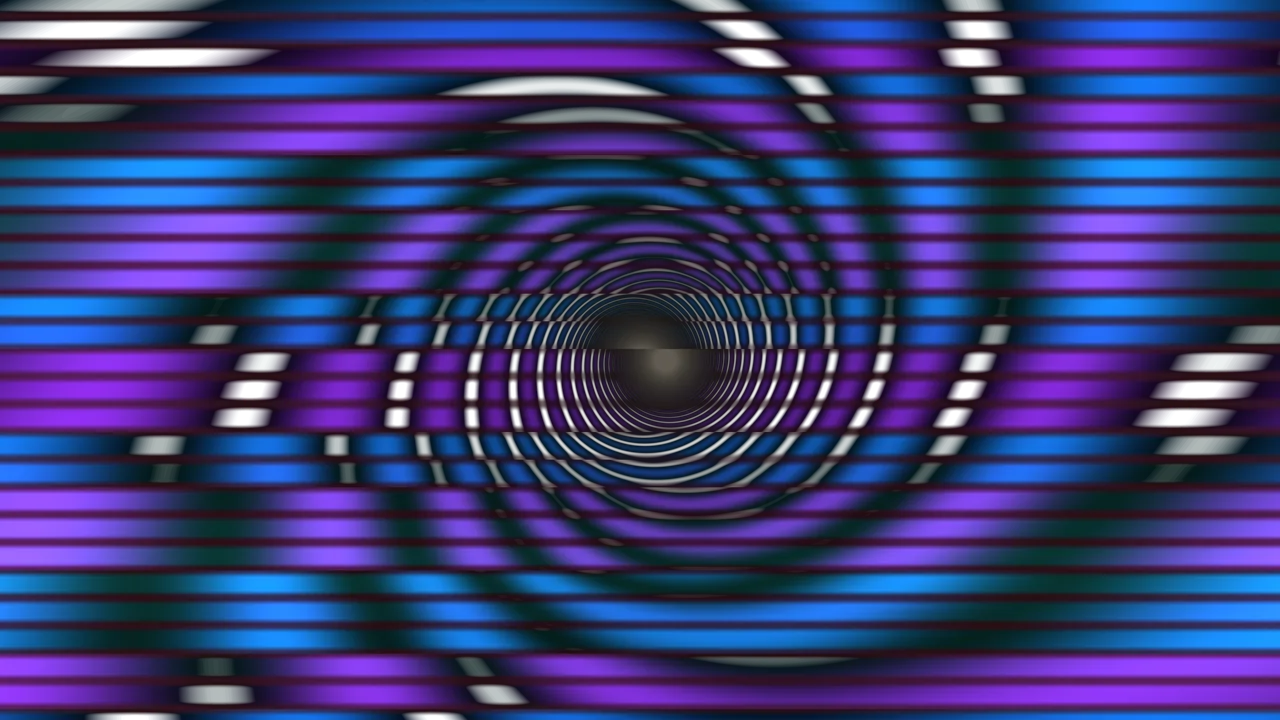 Neon Circular Tunnel with Blue and Purple Light Bands 4K Wallpaper