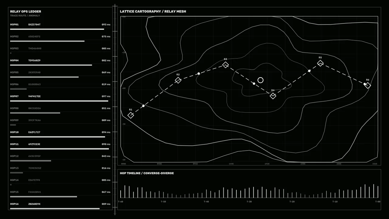Sci-Fi Relay Mesh Telemetry HUD Dashboard 4K Wallpaper