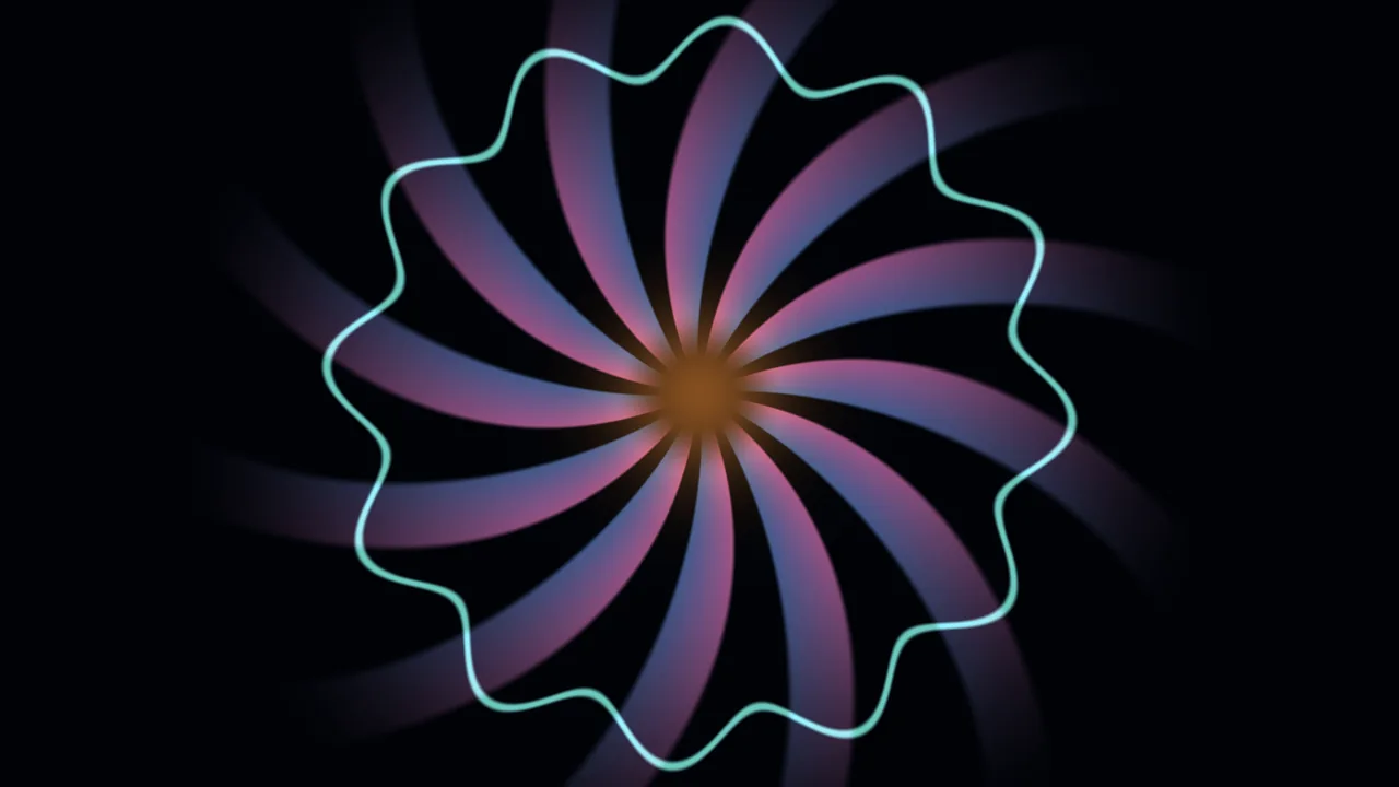 Abstract Fractal Rosette with Cyan Wavy Outline 4K Wallpaper