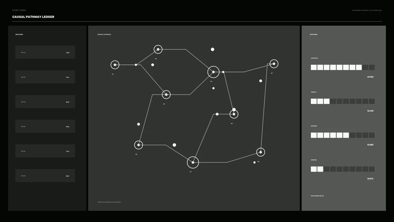 Causal Pathway Ledger Sci-Fi Telemetry HUD Wallpaper