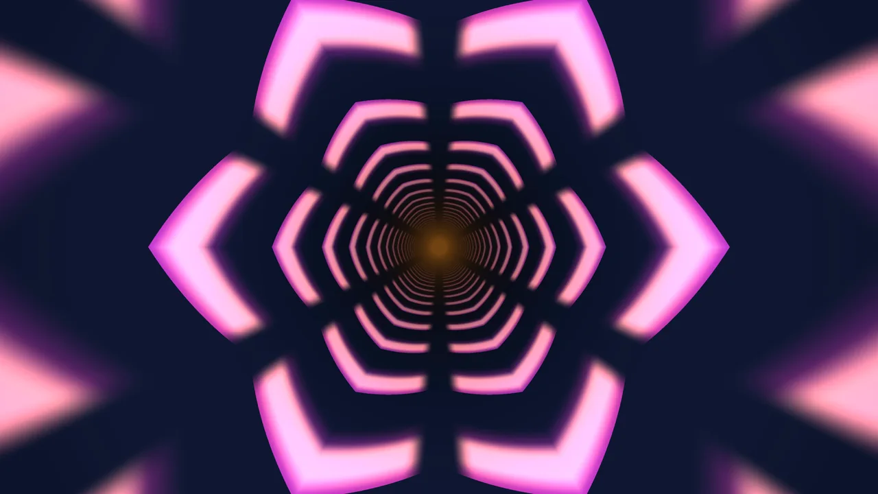 Neon Pink Hexagonal Vortex Tunnel 4K Wallpaper