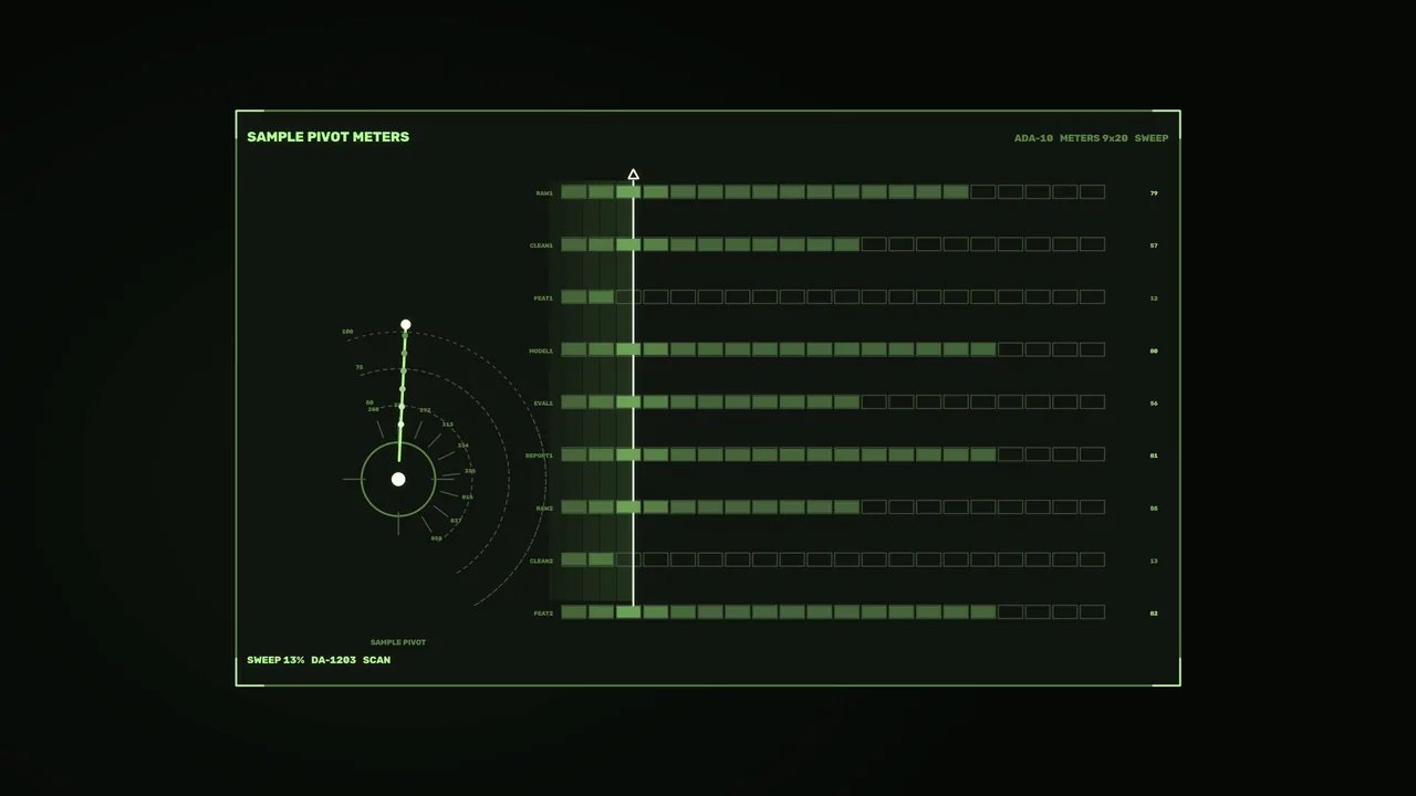 4K Sci-Fi HUD Wallpaper with Segmented Telemetry Meters and Circular Scanner