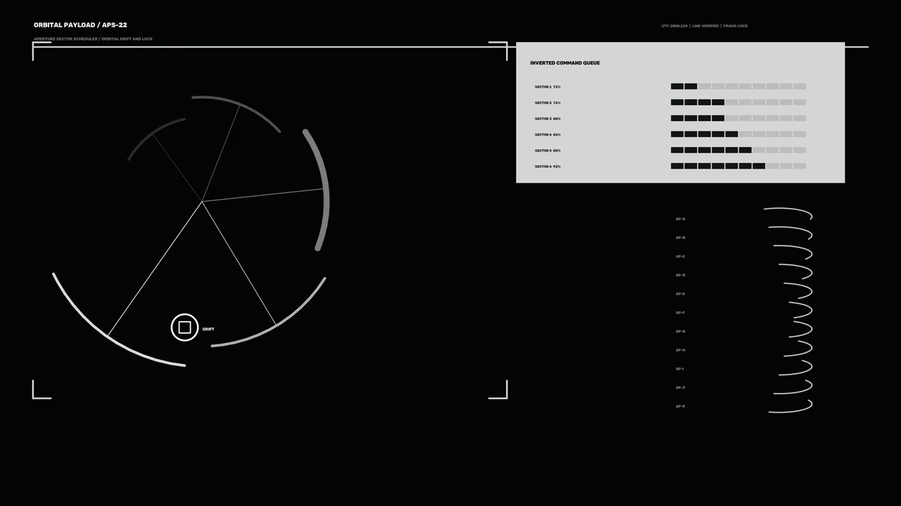 Orbital Payload Monitoring HUD with Radial Scanner and Telemetry Panels
