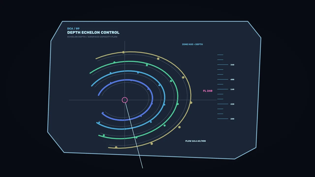 Sci-Fi Airspace Telemetry HUD with Concentric Depth Rings