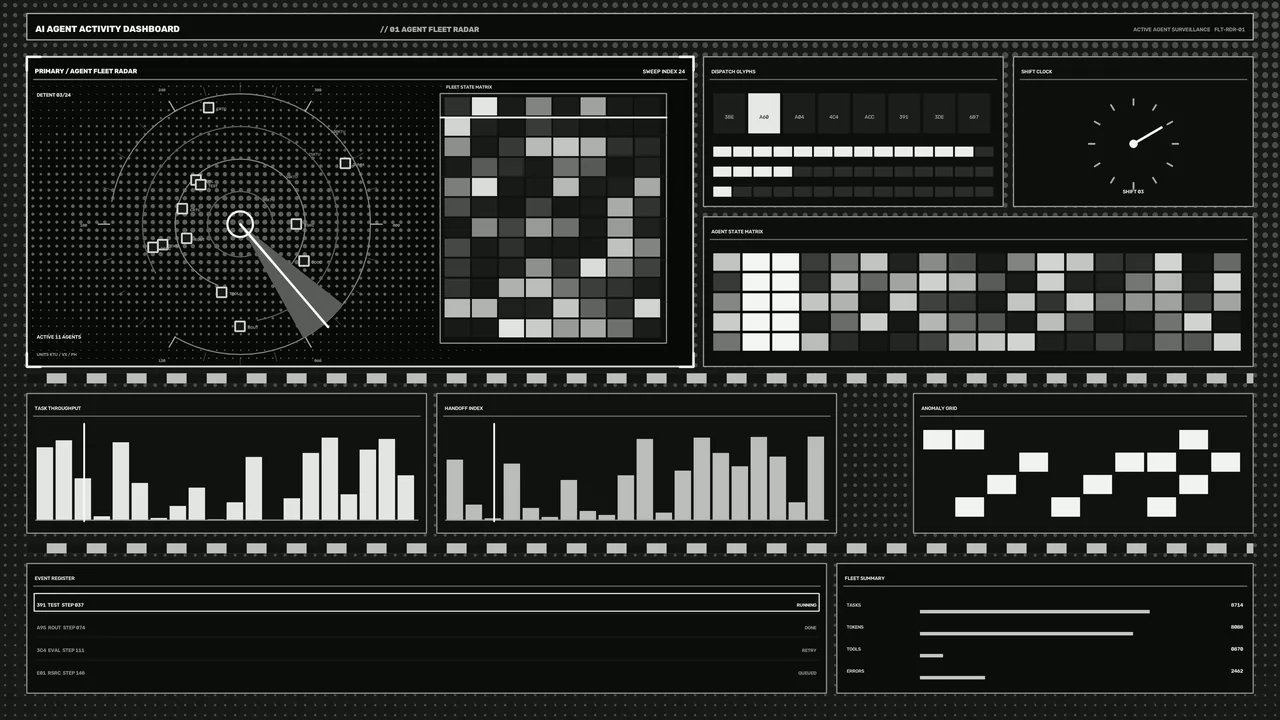 Monochrome Sci-Fi Radar Dashboard HUD Wallpaper