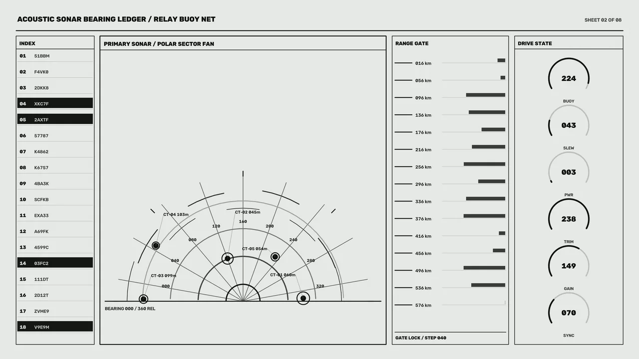 Acoustic Sonar Bearing HUD | Polar Scanner Dashboard 4K Wallpaper