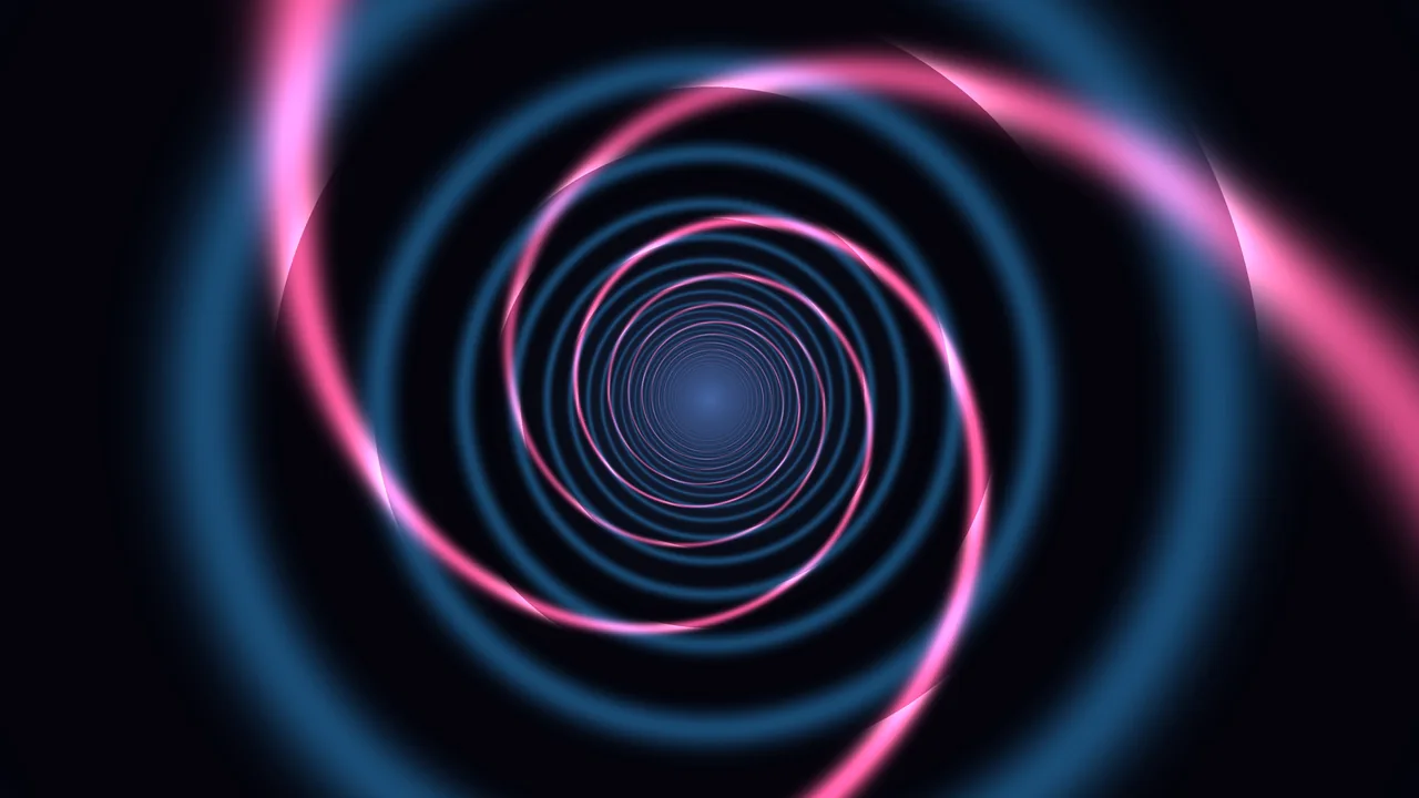 Neon Blue and Pink Concentric Tunnel 4K Wallpaper