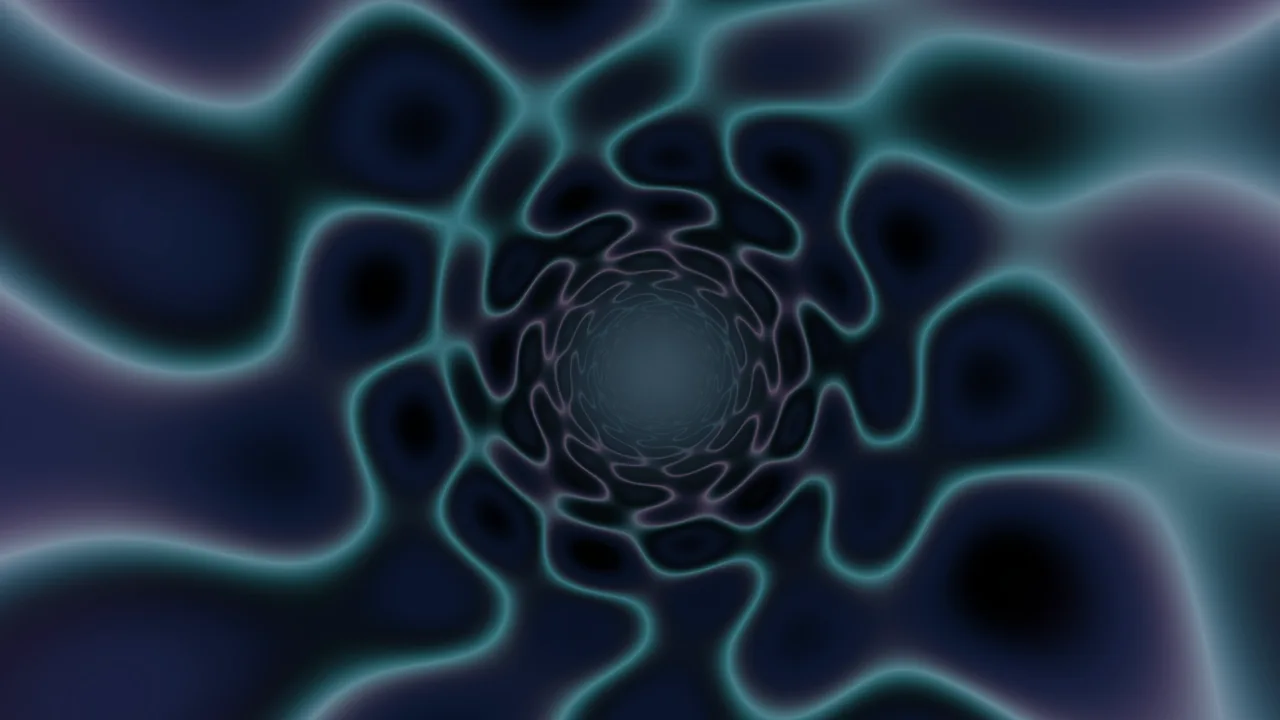 Abstract Teal Ring Distortion on Dark Blue 4K Wallpaper