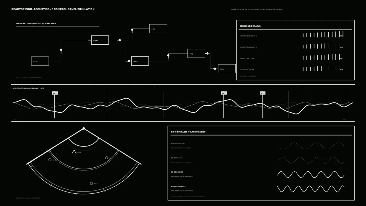 Reactor Control Panel Simulation HUD – Acoustic Telemetry 4K Wallpaper