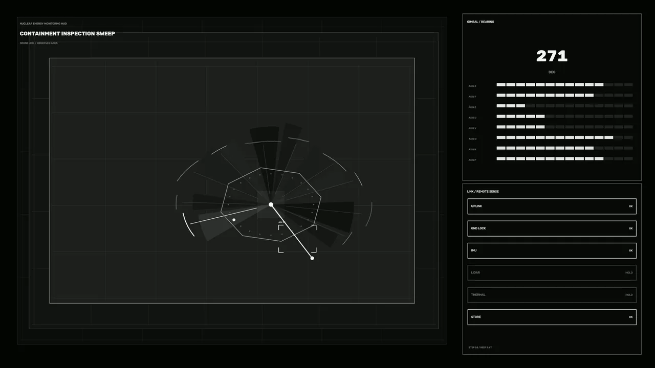 Fictional Containment Inspection HUD with Radial Scanner | 4K Sci-Fi Wallpaper