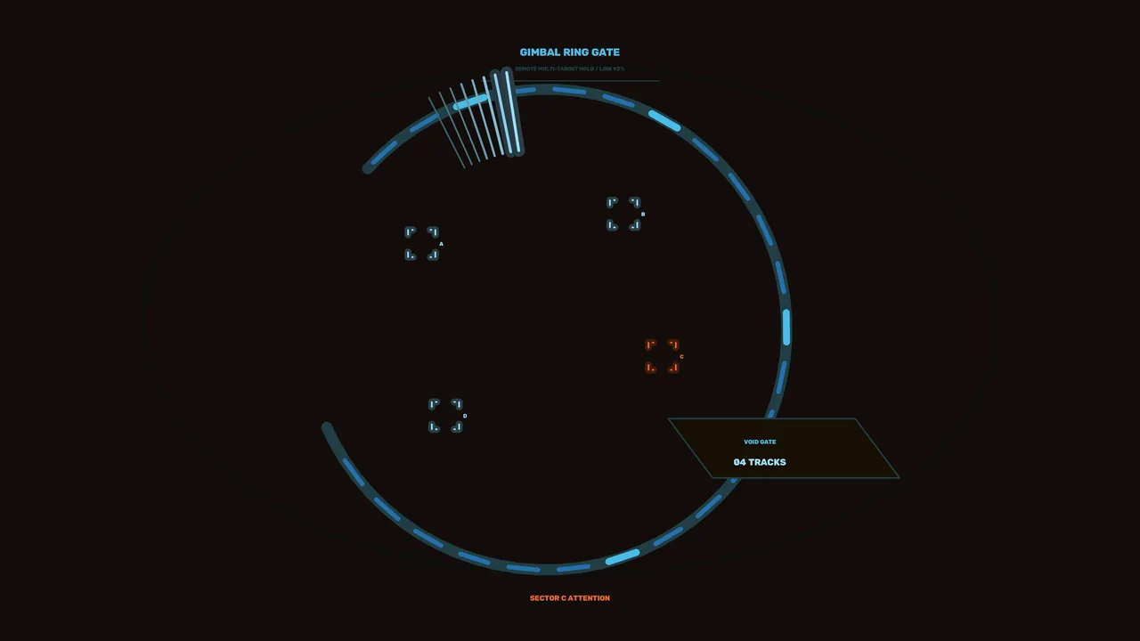 Multiple Target Selection HUD with Circular Gimbal Ring – 4K Sci-Fi Wallpaper