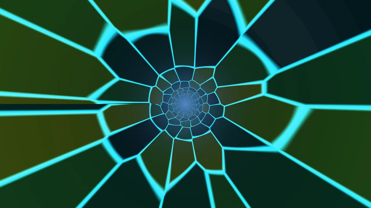 Cyan Radial Geometric Tunnel 4K Wallpaper