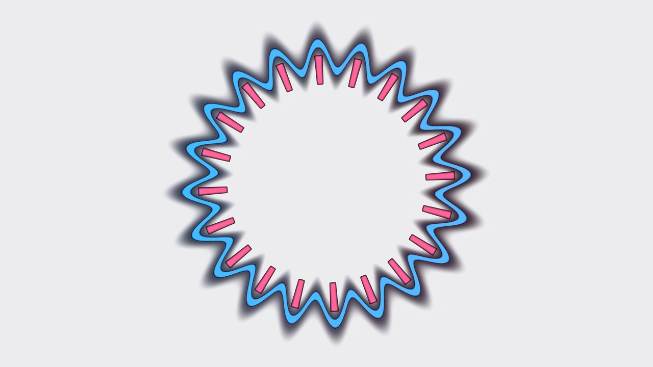 Radial Circular Sci-Fi HUD Interface with Blue Ring and Pink Bars 4K Wallpaper