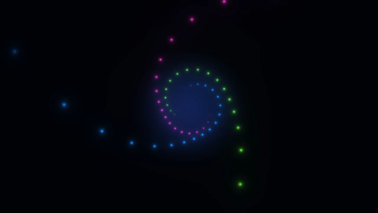 Colorful Glowing Dot Spiral on Black 4K Wallpaper