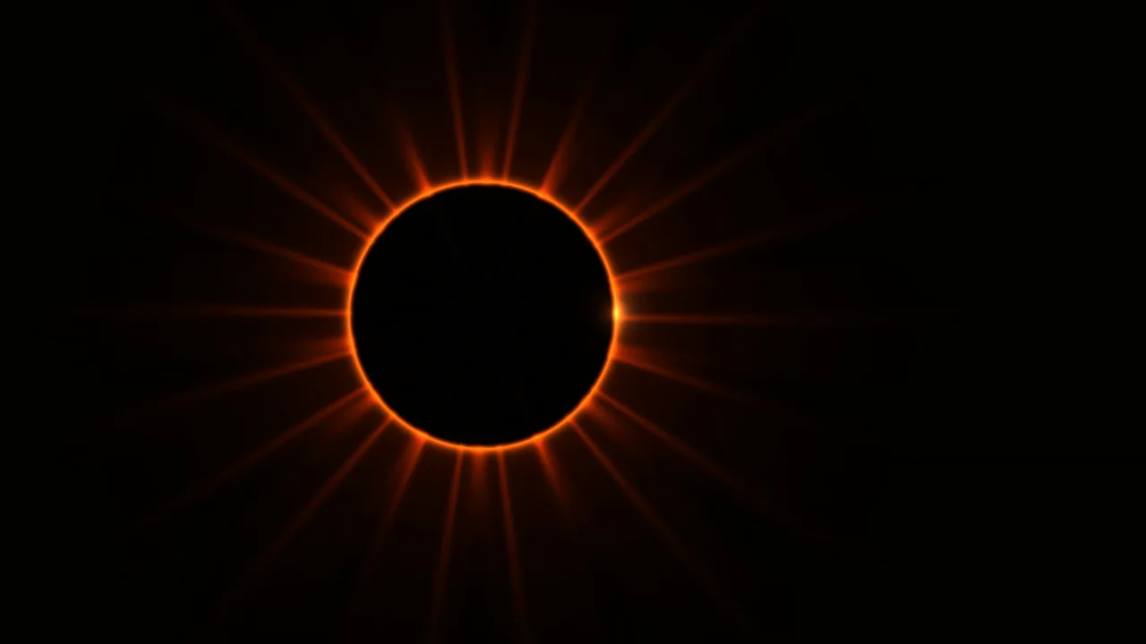 Sci-Fi HUD Wallpaper with Orange Eclipse Ring and Radial Rays