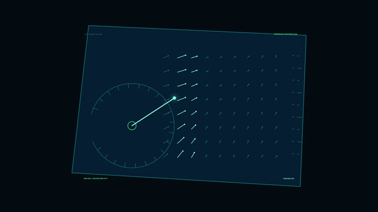 Vector Flow Monitoring HUD with Radial Gauge — 4K Sci-Fi Wallpaper