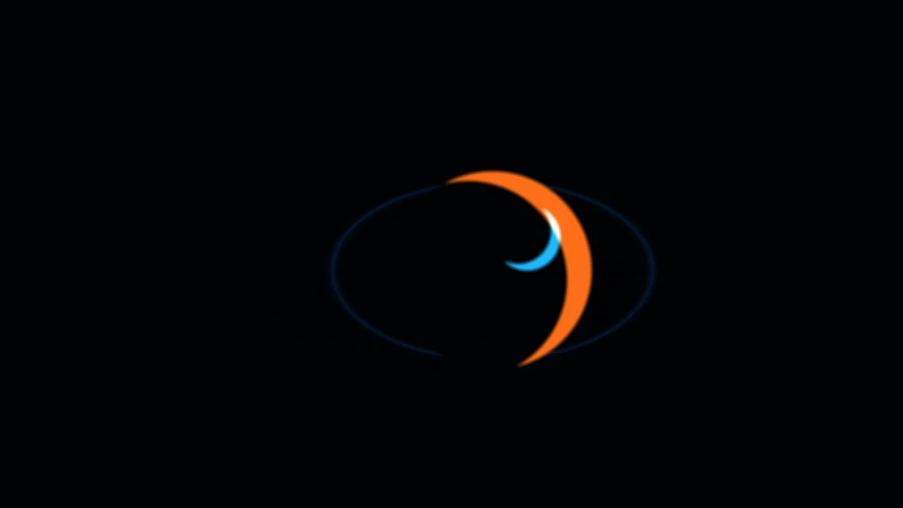 Abstract Radial Scanner HUD with Orange and Cyan Crescents, 4K Wallpaper
