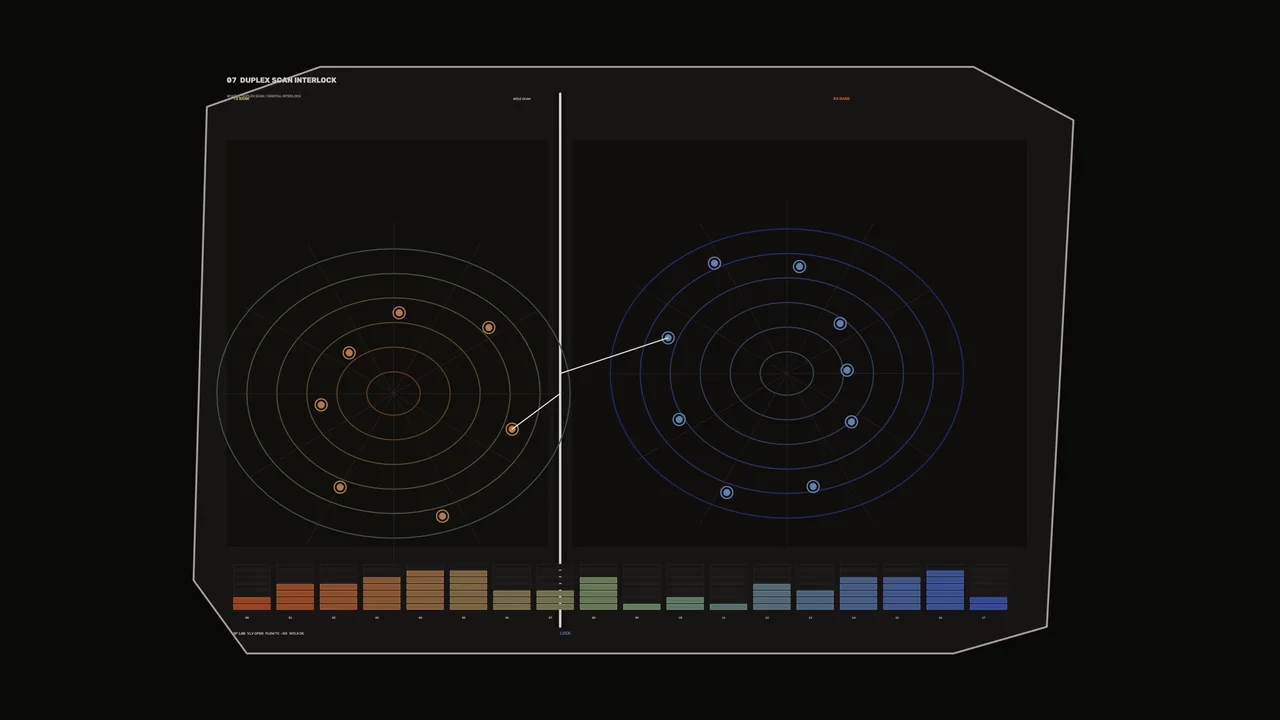 Dual Circular Scanner HUD 4K Sci-Fi Wallpaper