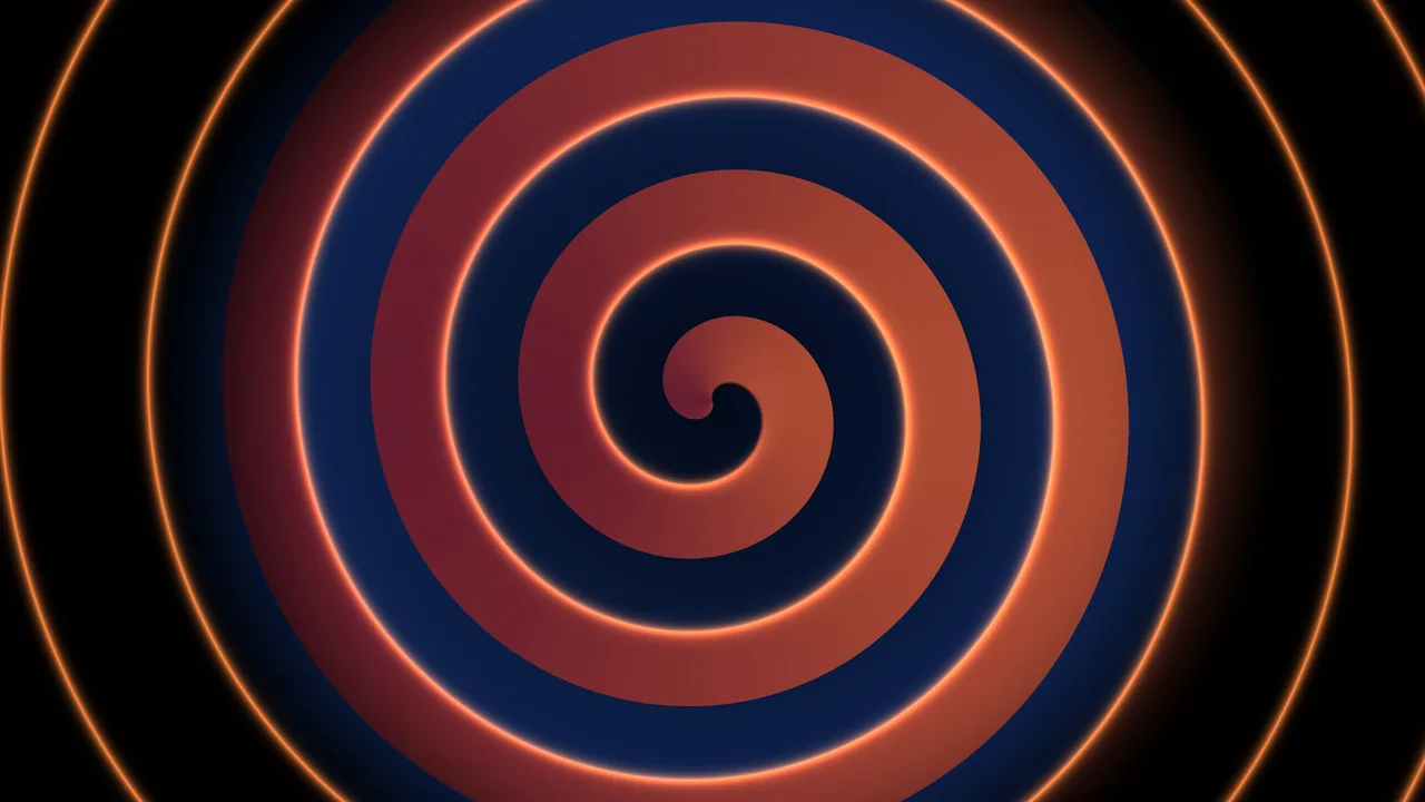 Orange Spiral with Glowing Circular Bands