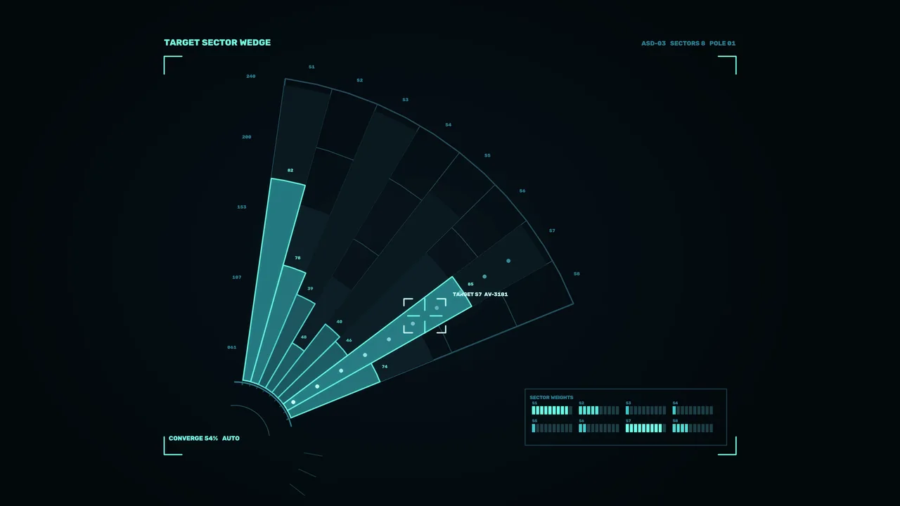 Futuristic Turquoise Sector Scanner HUD 4K Sci-Fi Wallpaper