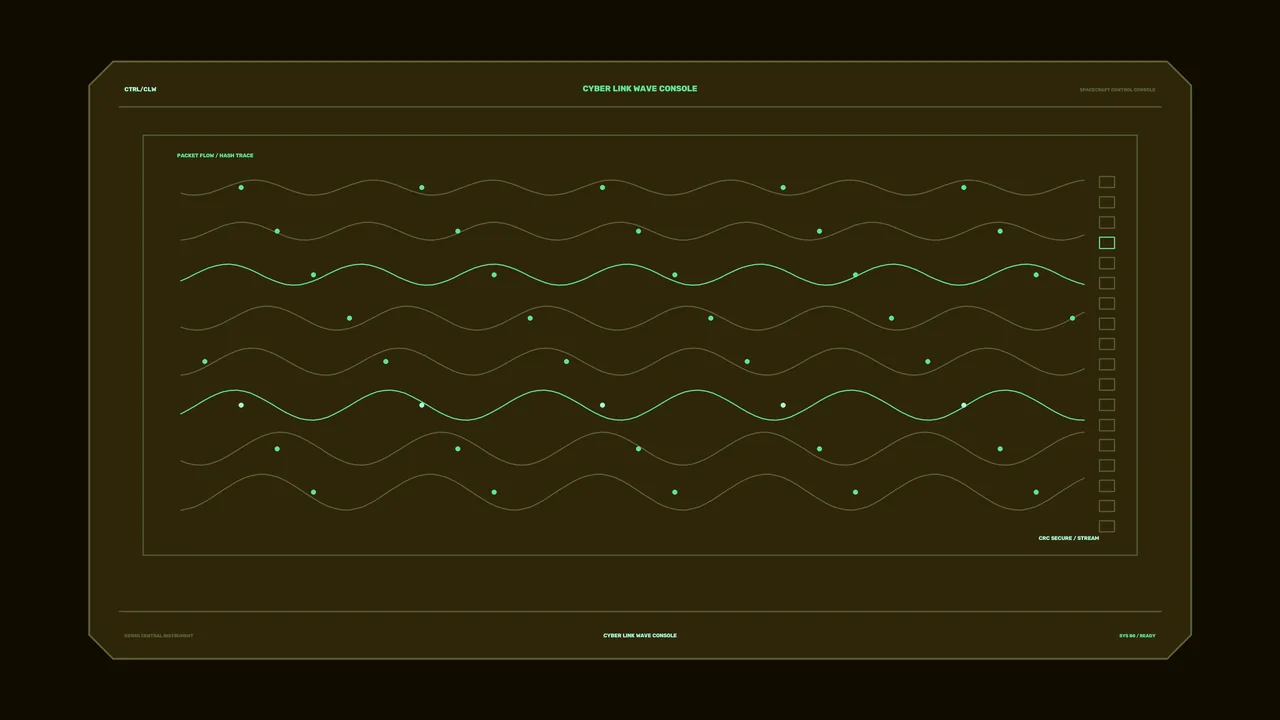 Sci-Fi Packet Flow Waveform HUD Console 4K Wallpaper