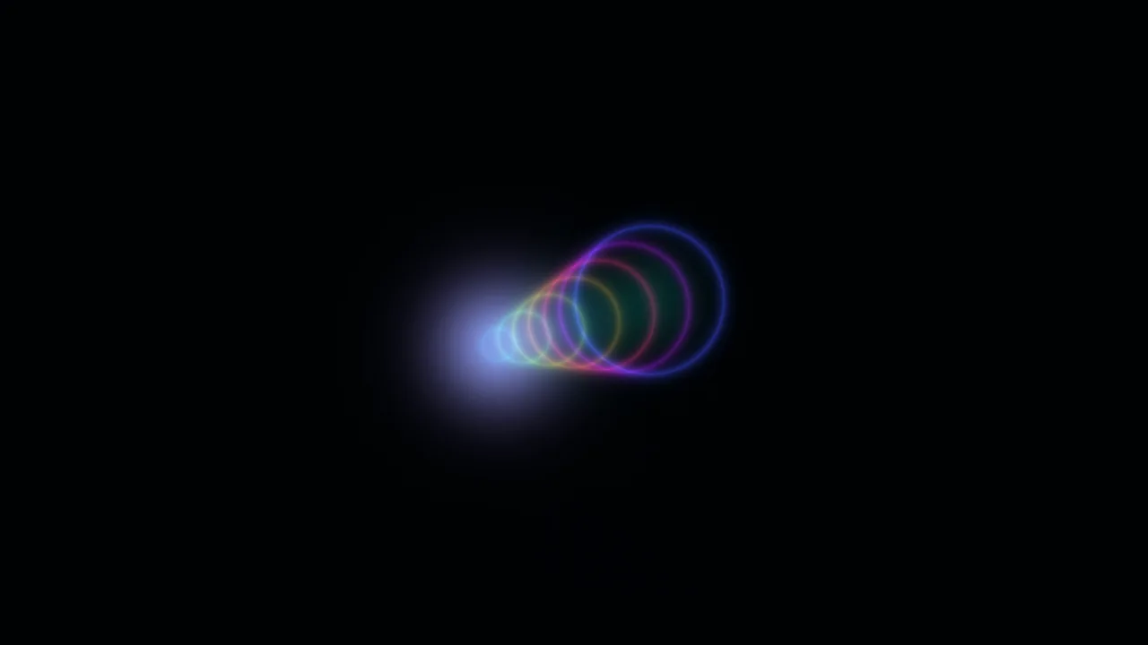 Chromatic Neon Ring Tunnel on Black 4K Wallpaper