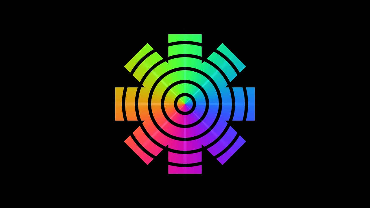 Rainbow Segmented Concentric Circles on Black 4K Wallpaper