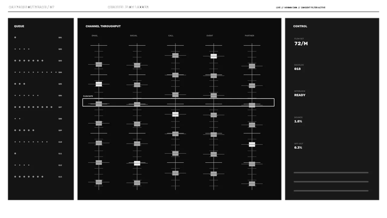 Futuristic Outreach Channel Throughput HUD Dashboard 4K Wallpaper
