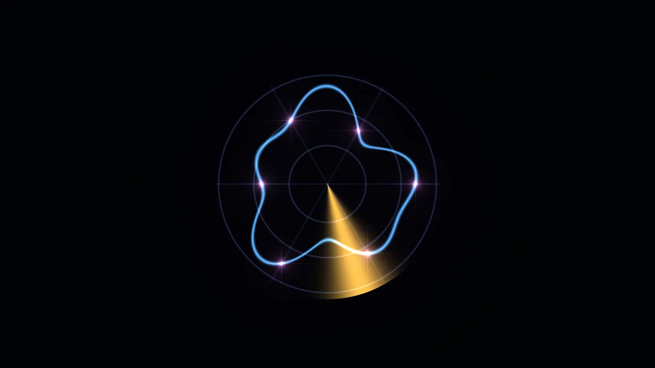 Glowing Polar Waveform Chart with Golden Radial Beam 4K Wallpaper
