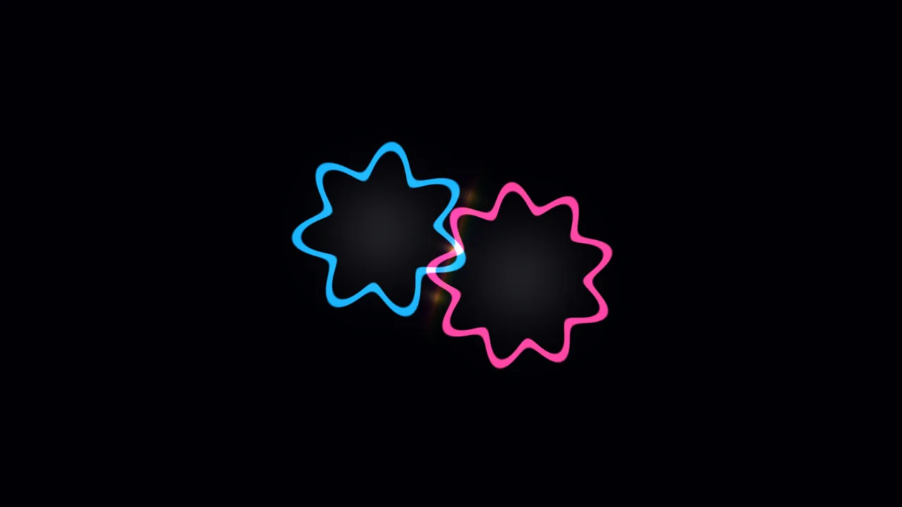 Neon Cyan and Magenta Organic Starburst Outlines on Black 4K Wallpaper